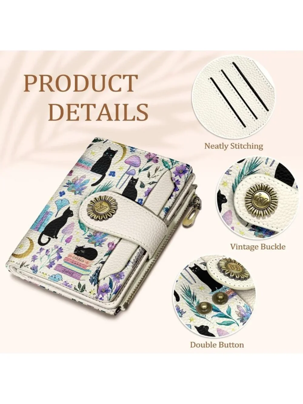 Cute Cat Bifold Wallet for Women | RFID Blocking Small Credit Card Holder